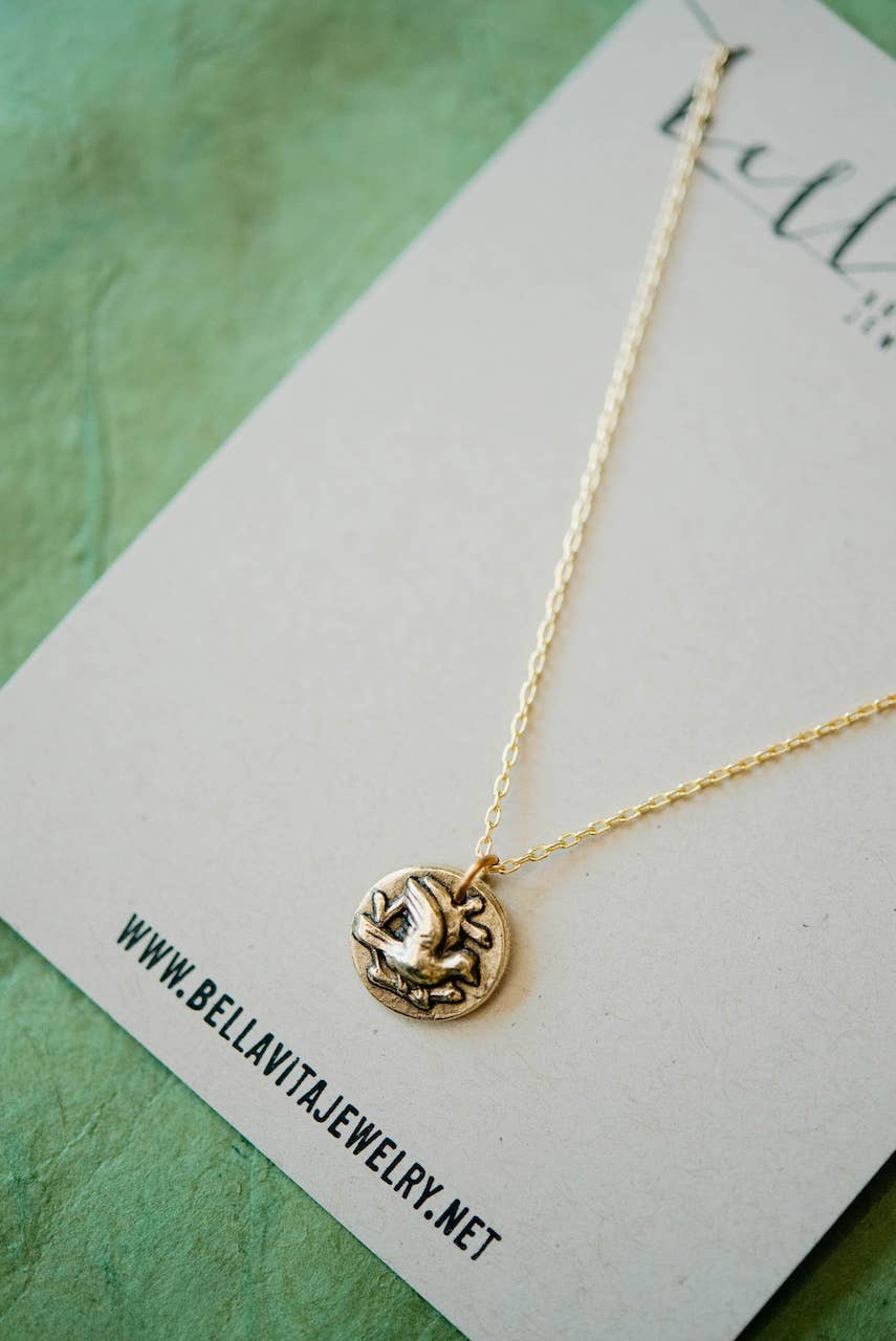 Bitty Button Charm Necklace | Bird Necklace