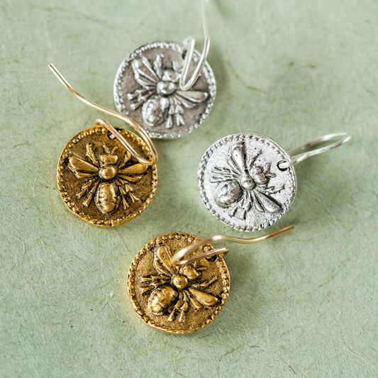 Bitty Button Charm Earrings | Bee Earrings