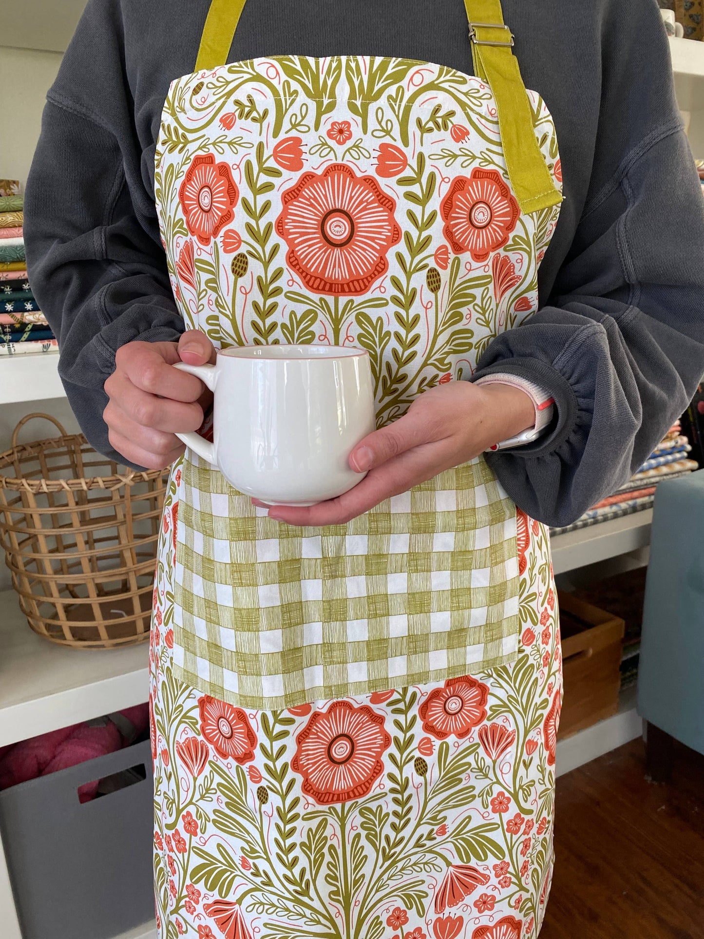 Poppy Apron - Bold Floral Kitchen Decor, Baking