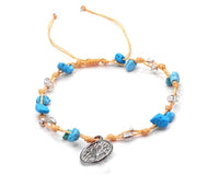 Metal Charm Chip Stone Macrame Pull Tie Anklet