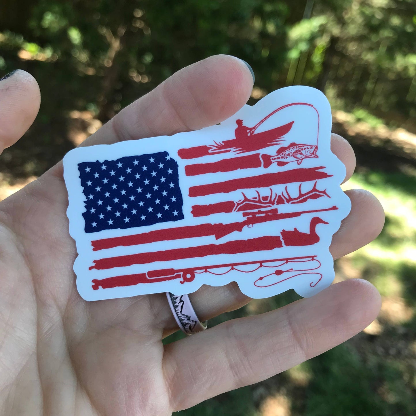 Sportsman USA Flag Sticker 3” Vinyl Sticker