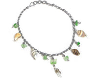 Natural Seashell Crystal Point Chip Stone Metal Anklet