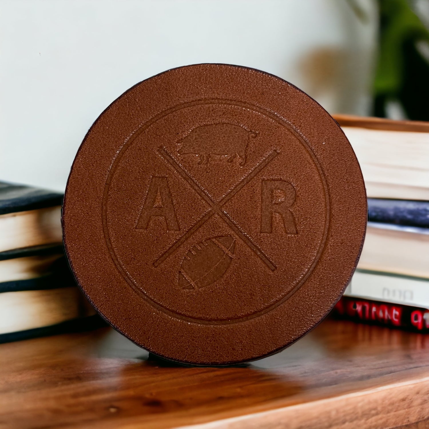 Hand-Tooled Leather Arkansas Coaster