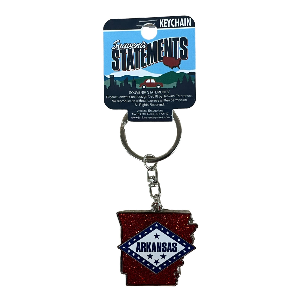 Arkansas Keychain Glitter State Flag