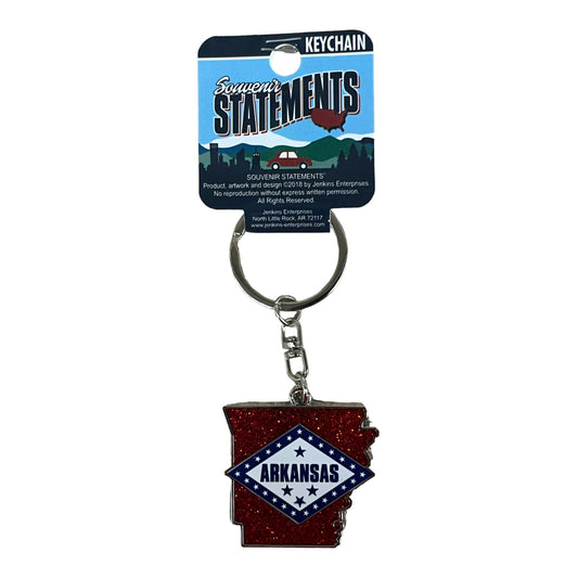 Arkansas Keychain Glitter State Flag