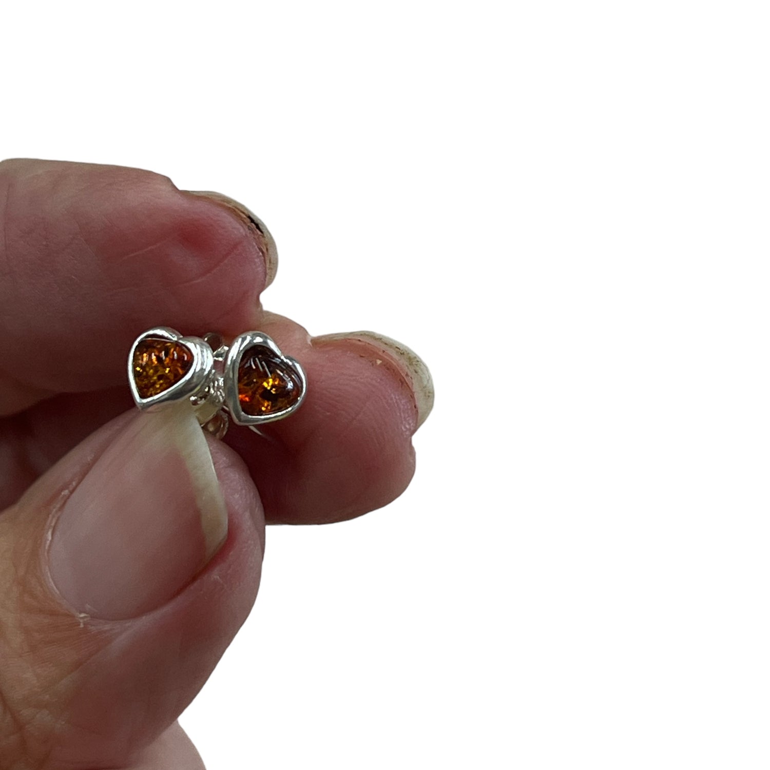 Amber Heart Earrings