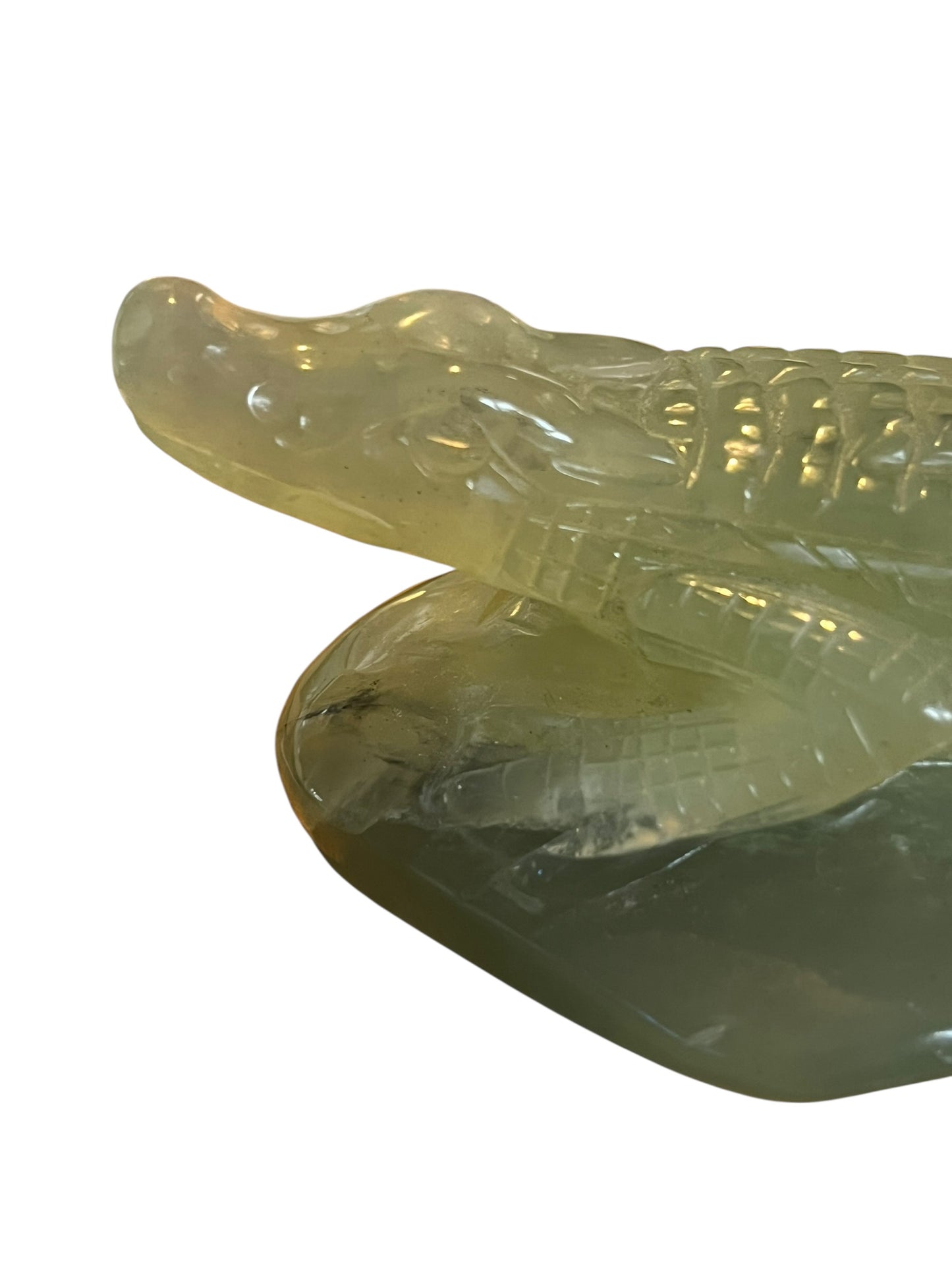 Hand-Carved New Jade Alligator | Natural Stone Sculpture (4–5”)