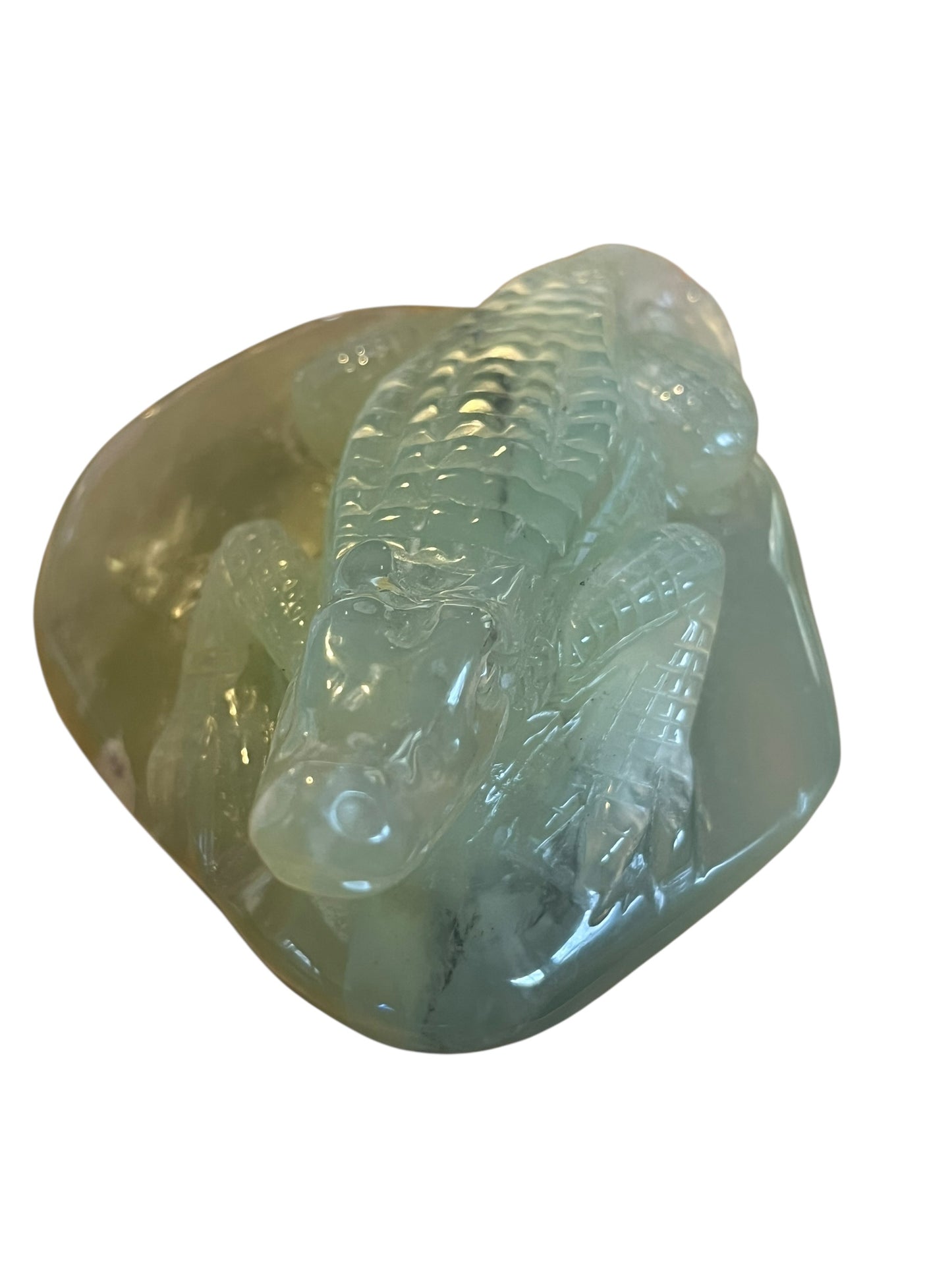 Hand-Carved New Jade Alligator | Natural Stone Sculpture (4–5”)