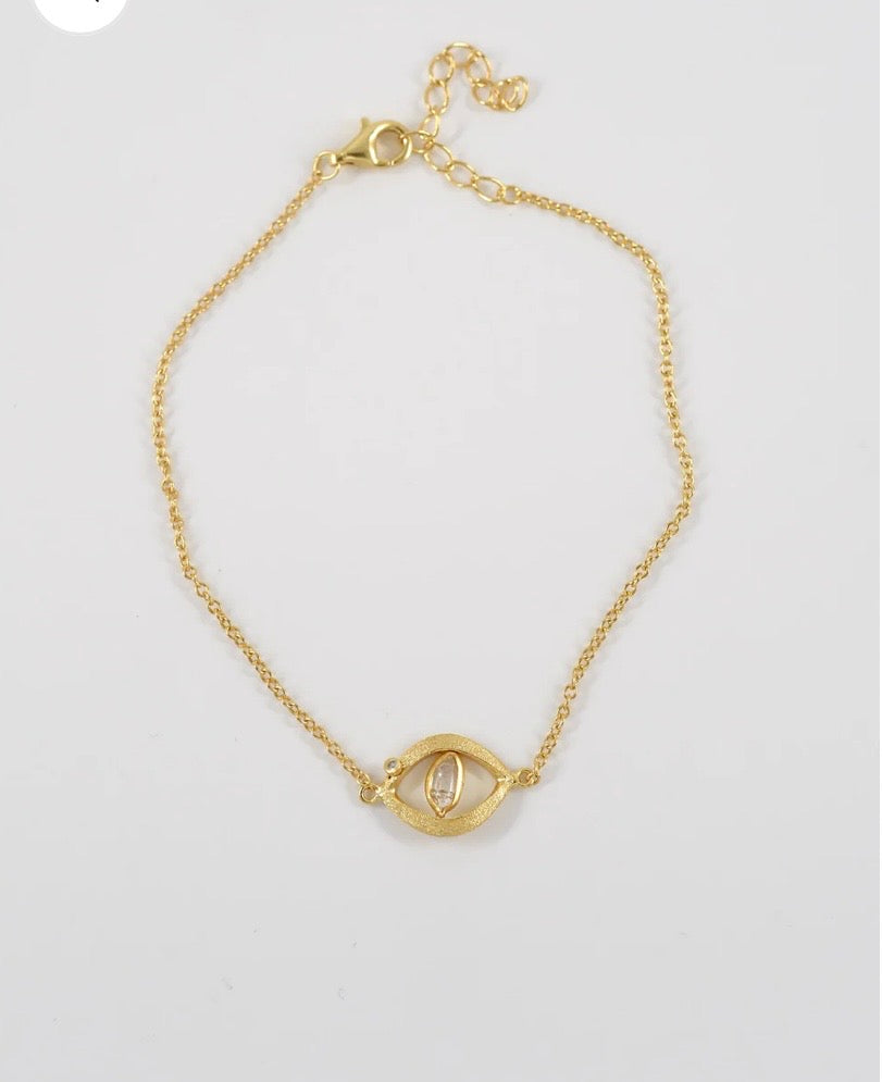 Herkimer Diamond Wisdom Eye Bracelet with Diamond Accent