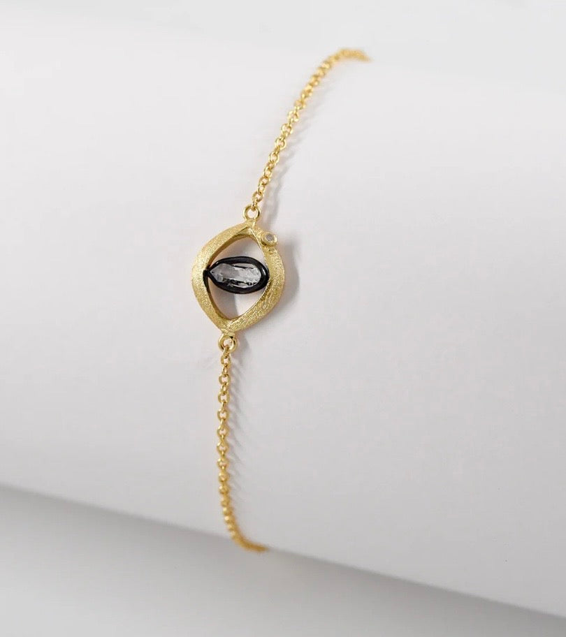 Herkimer Diamond Wisdom Eye Bracelet with Diamond Accent