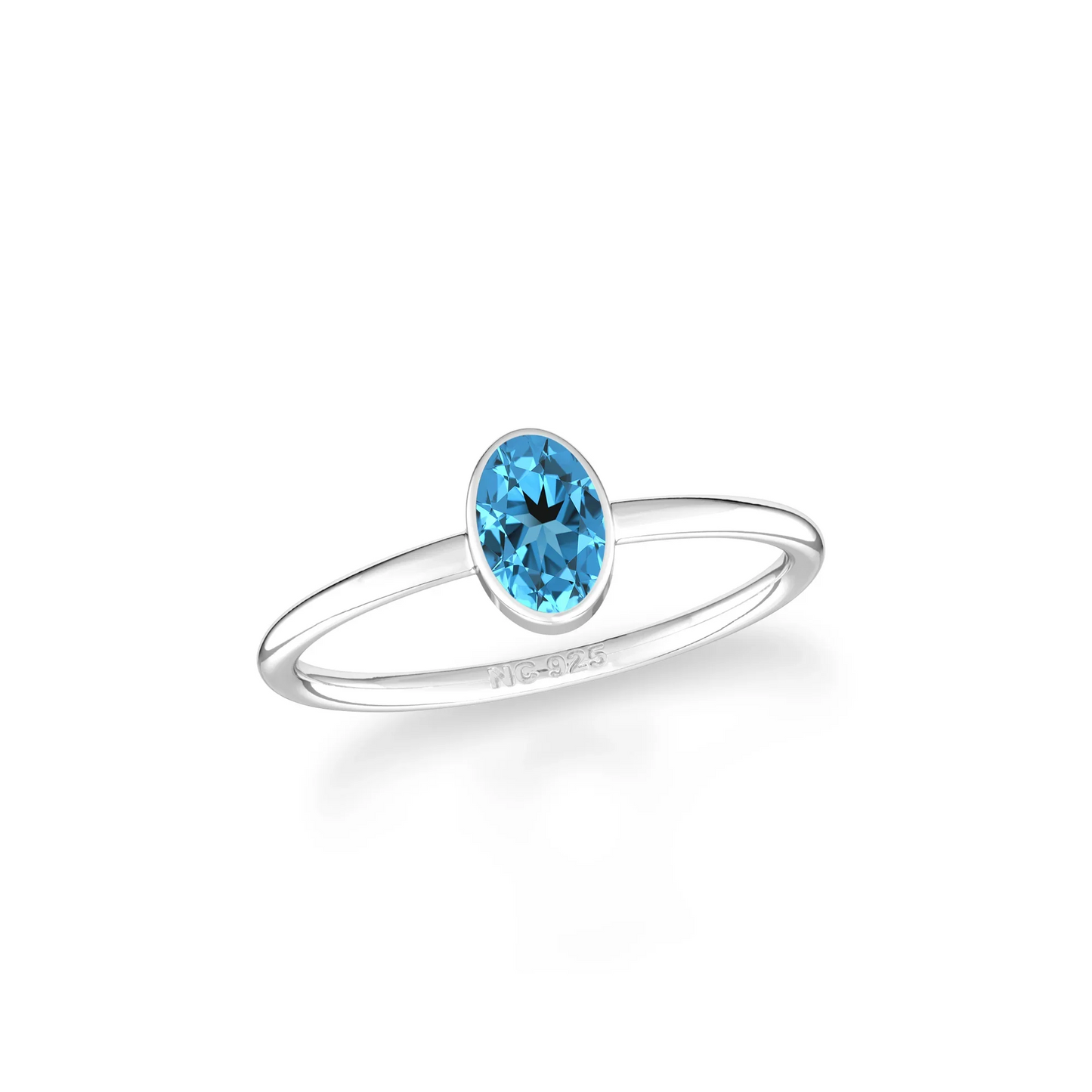 Natural Swiss Blue Topaz Stackable Rings