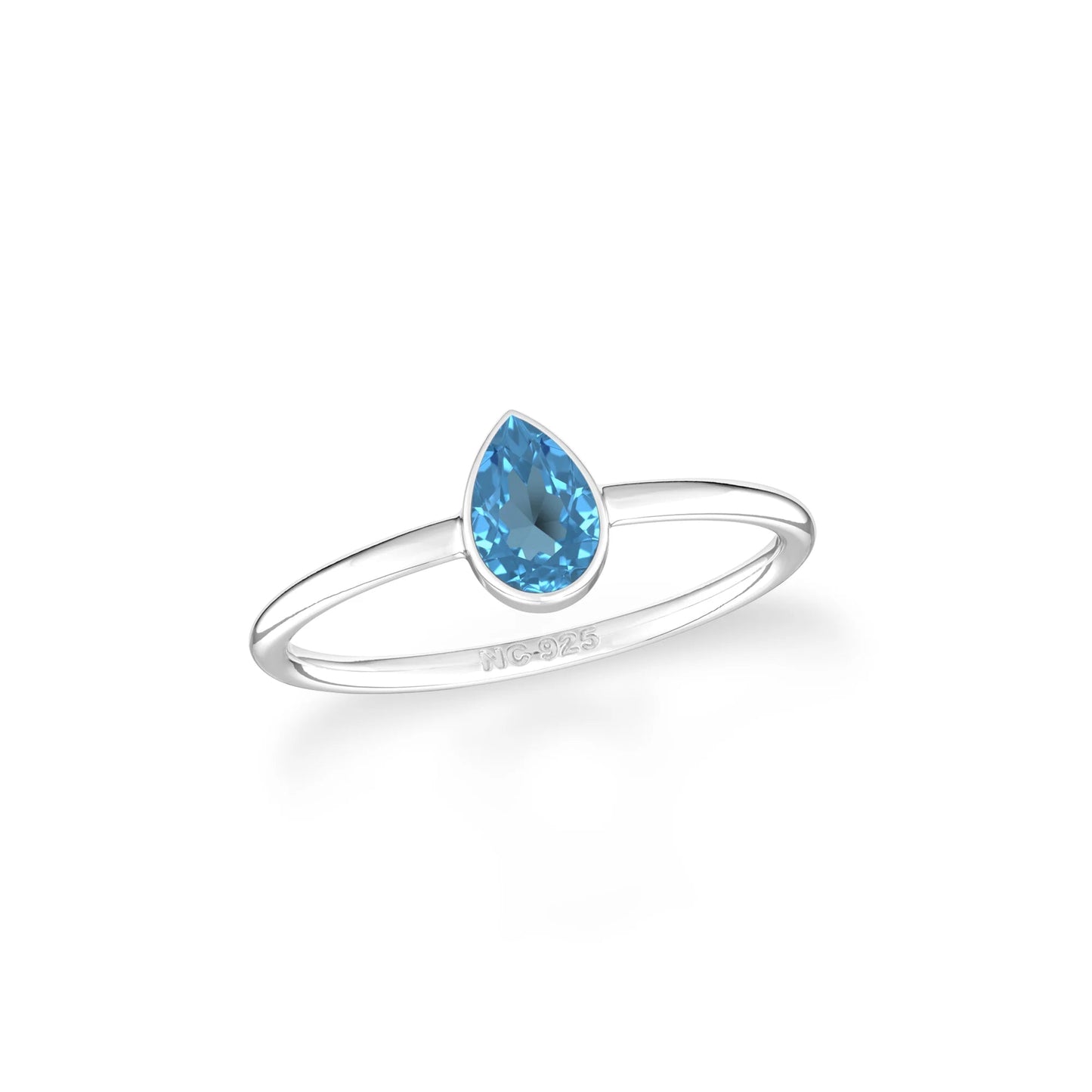 Natural Swiss Blue Topaz Stackable Rings