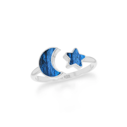 Labradorite Moon Star Ring