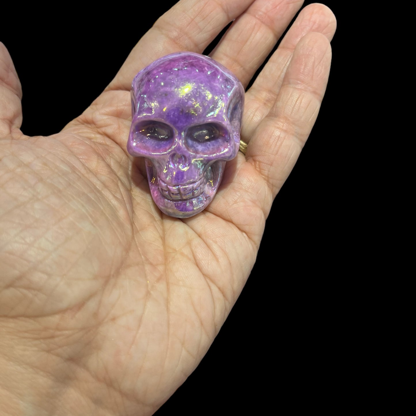 Lepidolite Aura Skull