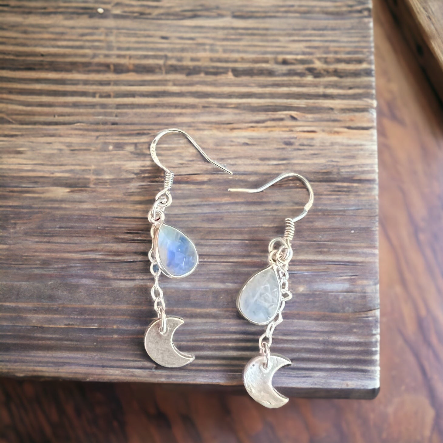 Eclipse Moon Moonstone Earrings