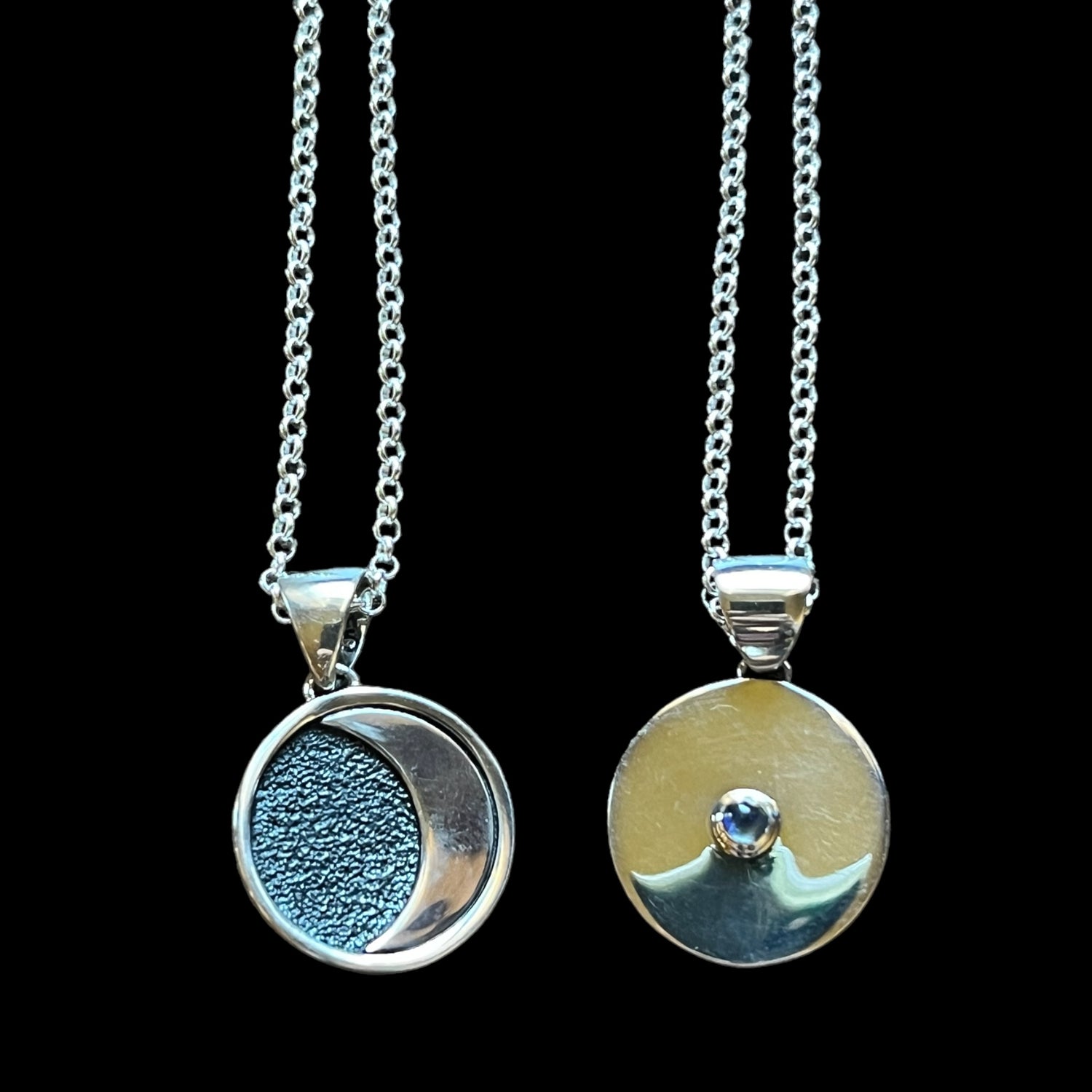 Reversible Moon Necklace Sterling