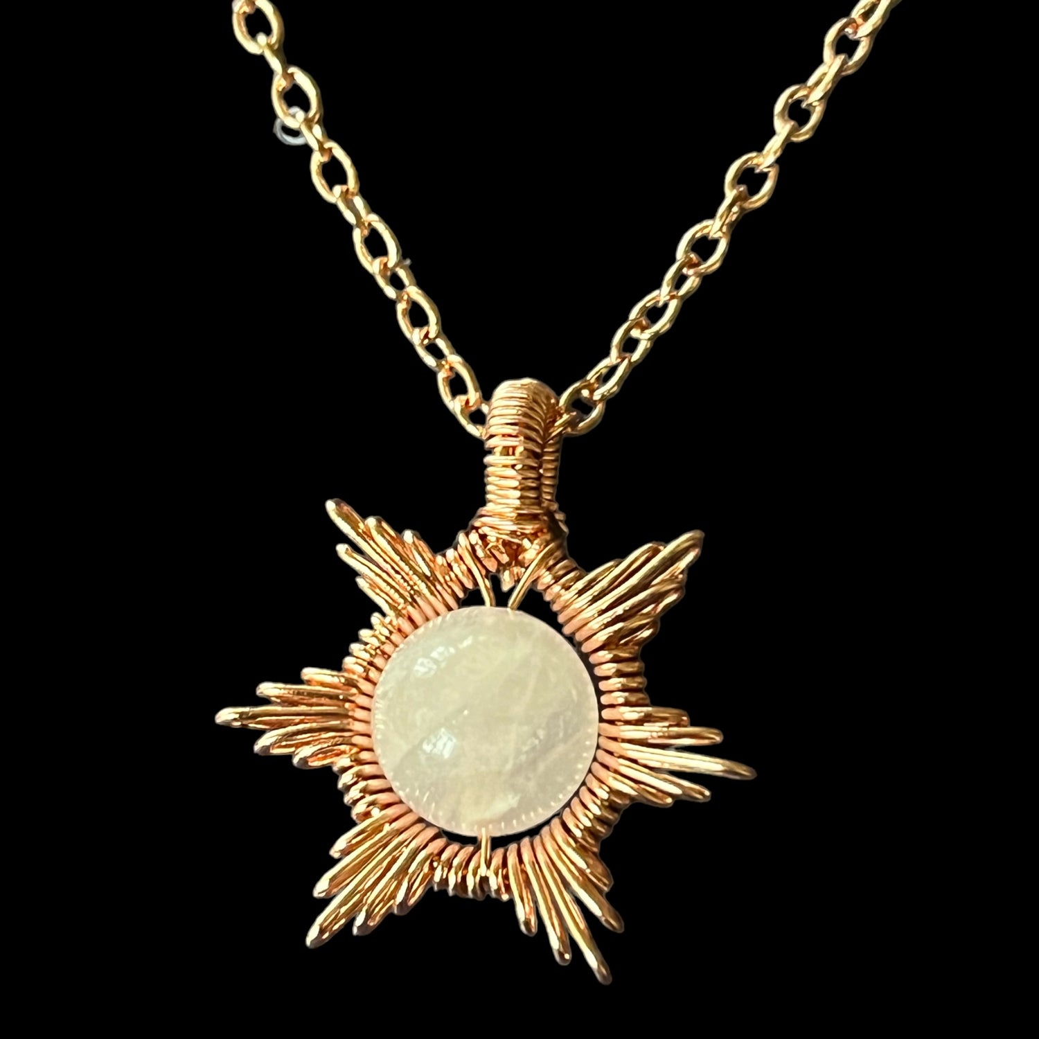 Wire-wrapped Sun and Moon Necklace