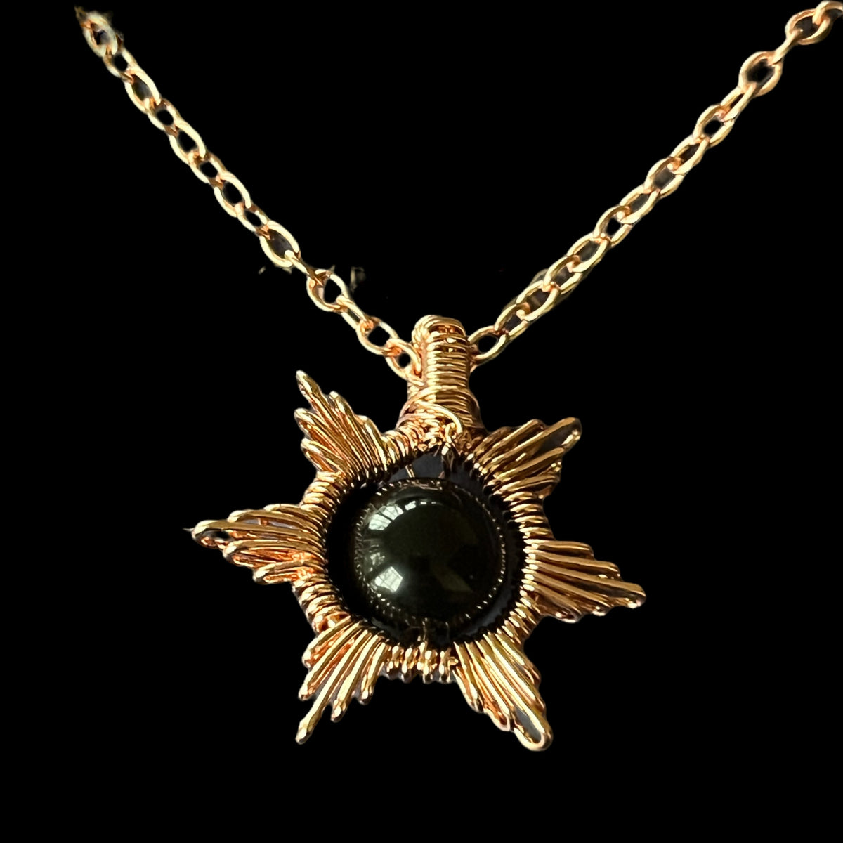 Wire-wrapped Sun and Moon Necklace