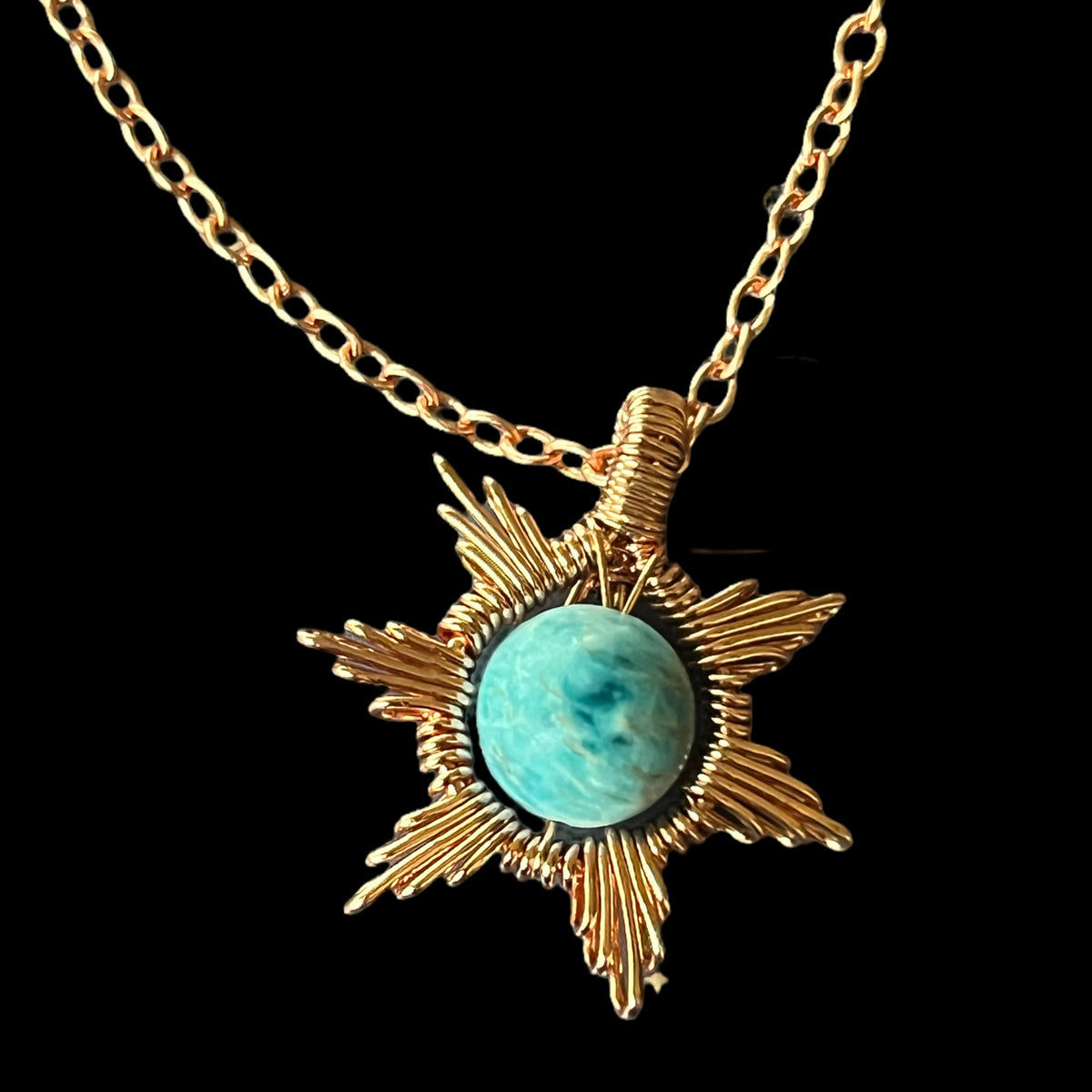 Wire-wrapped Sun and Moon Necklace