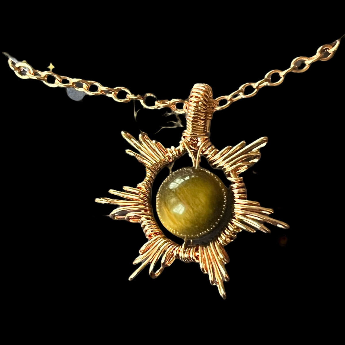 Wire-wrapped Sun and Moon Necklace