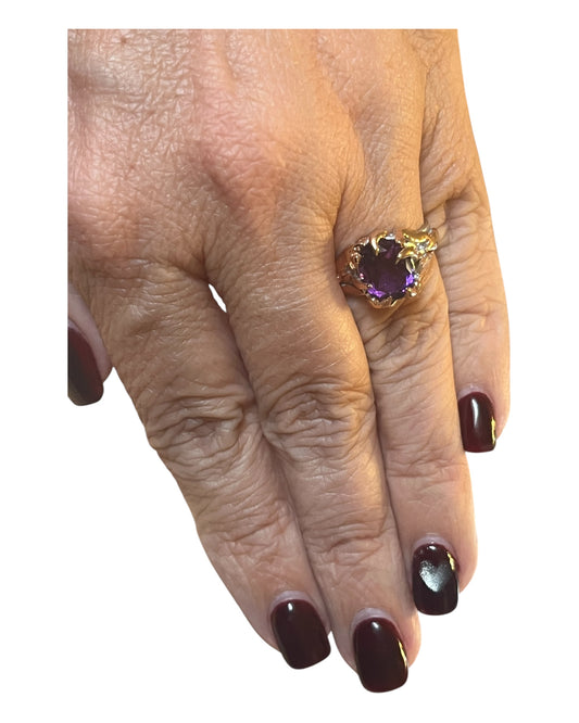 Amethyst Rhodium Ring