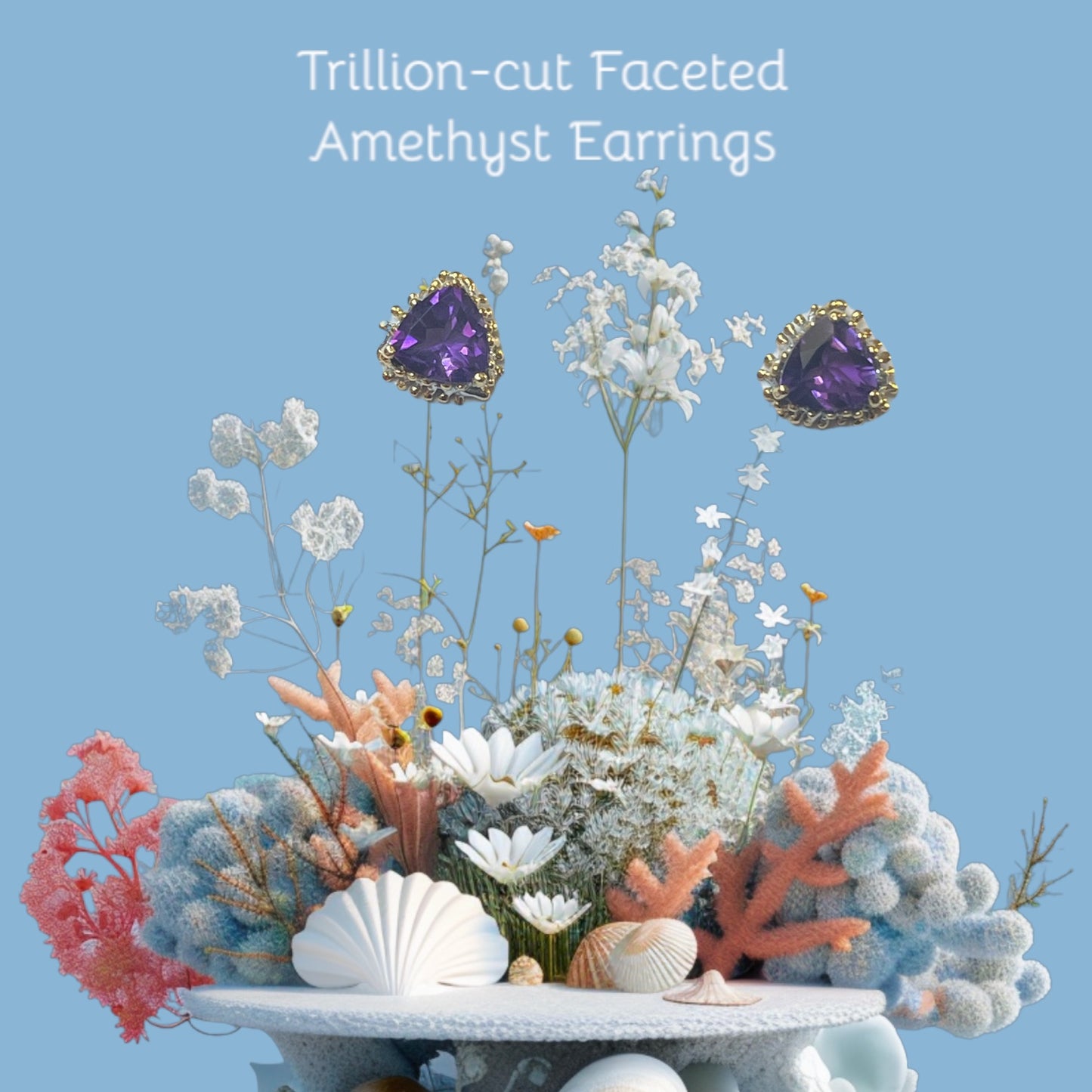 Amethyst Rhodium Earrings