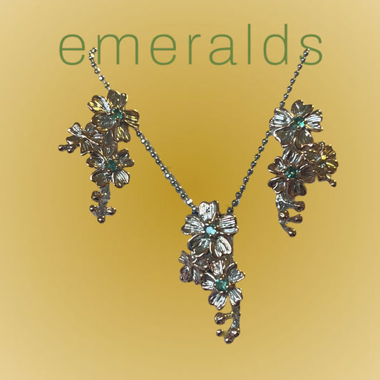 Emerald Flower Jewelry, each piece sold separately