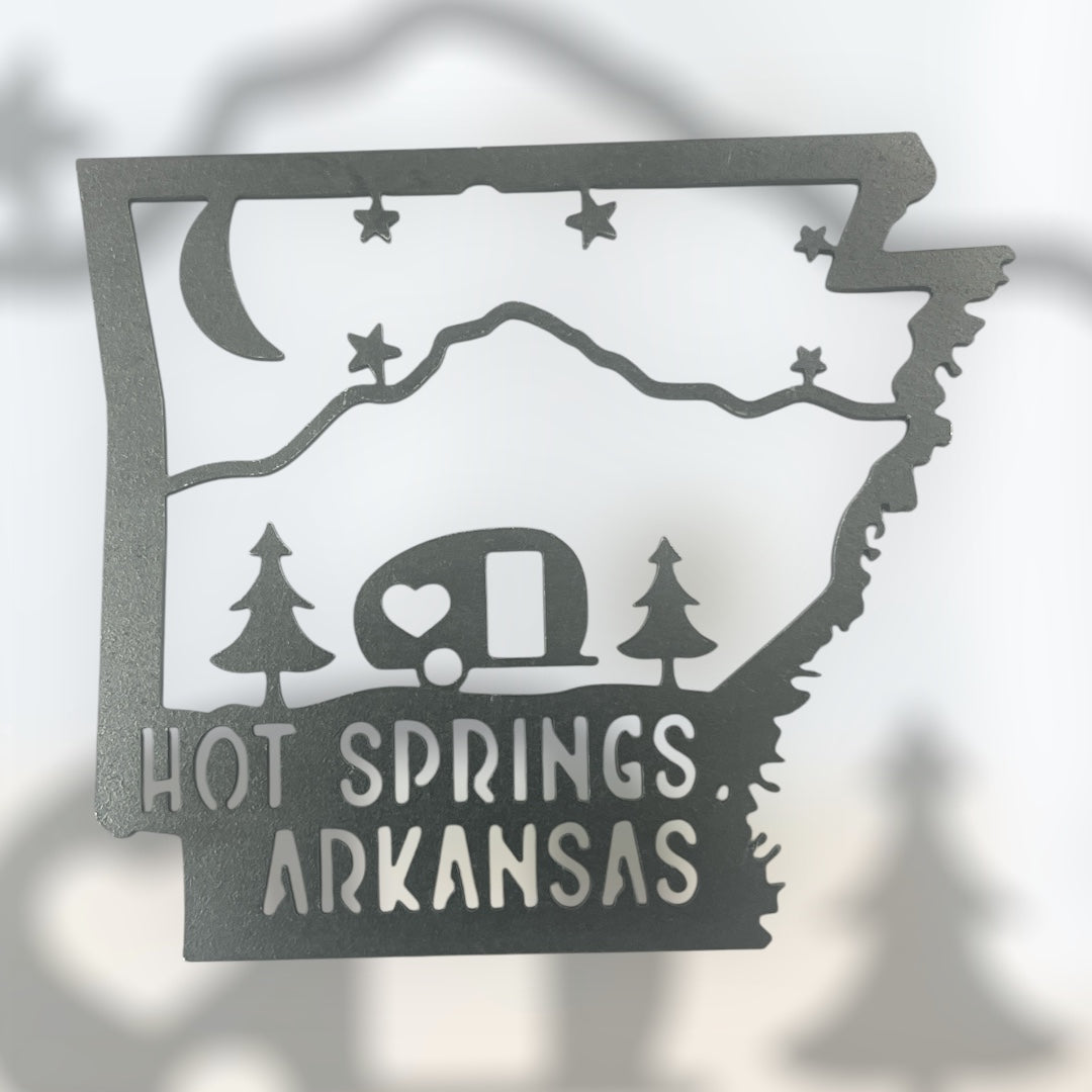 Arkansas Camper Mountain Scene Steel Ornament
