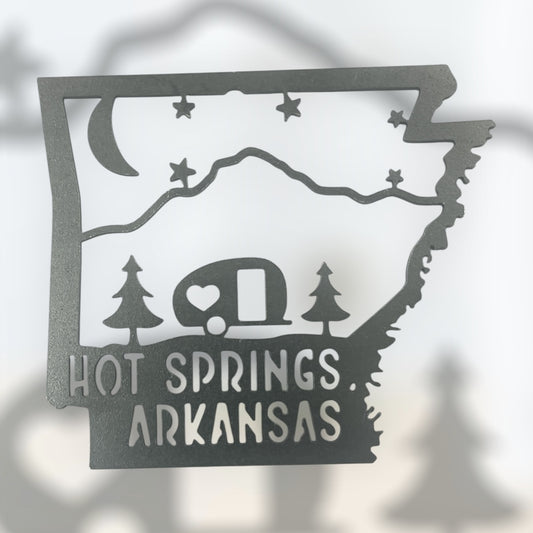 Arkansas Camper Mountain Scene Steel Ornament