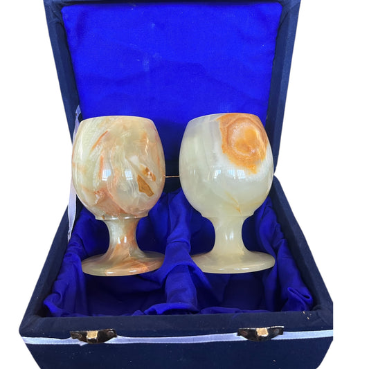 Onyx Wine Glass Set, Lined Box