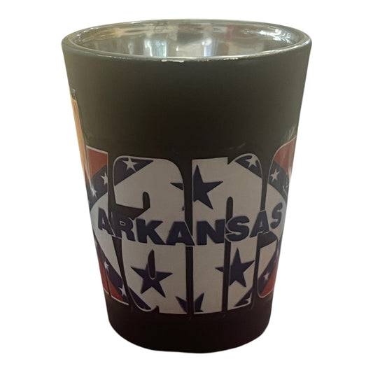 Arkansas Shot Glass Matte Black Flag