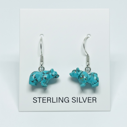 Turquoise Bear Earrings | Sterling Silver