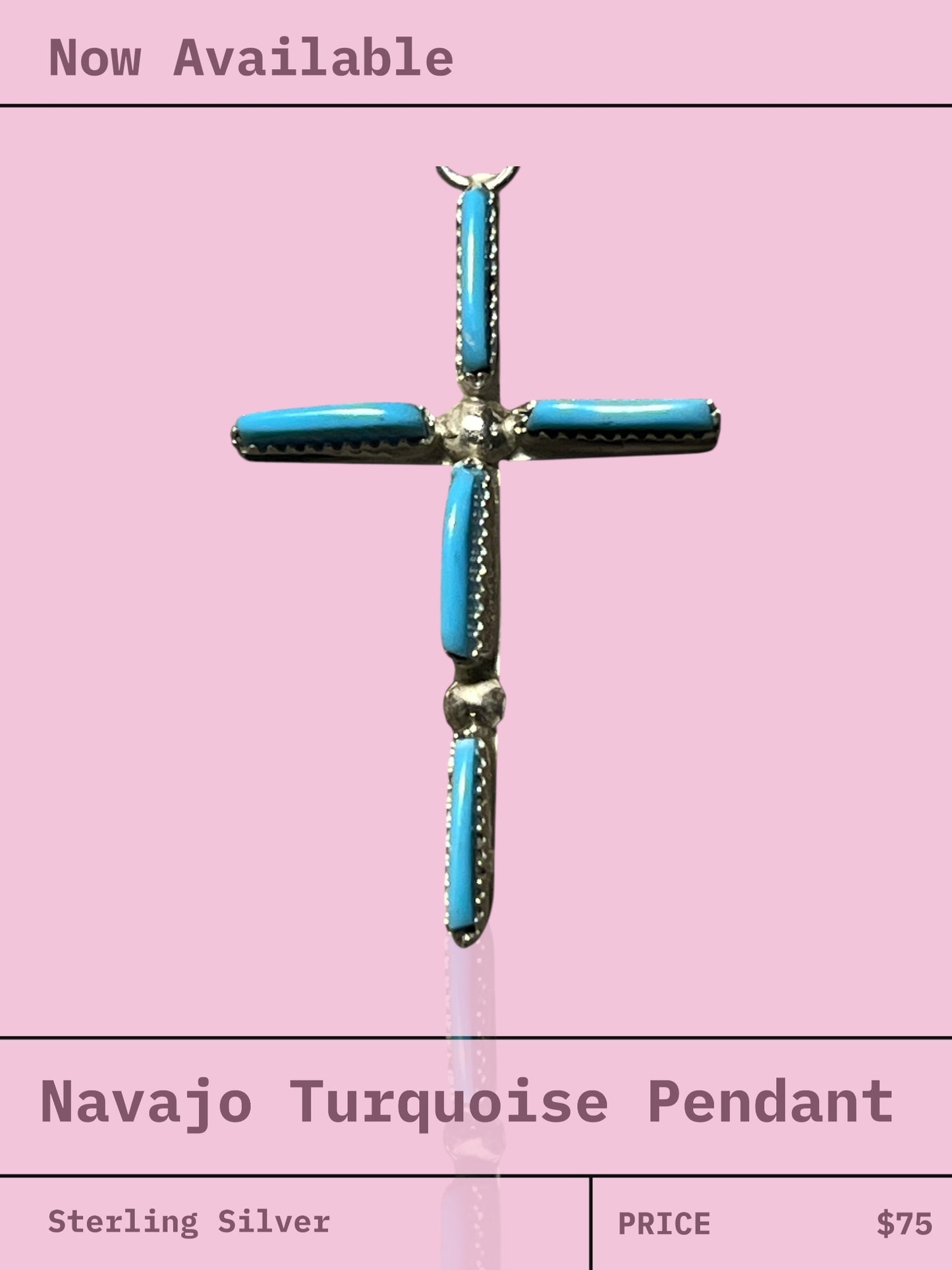 Navajo Turquoise Cross Pendant | Sterling Silver
