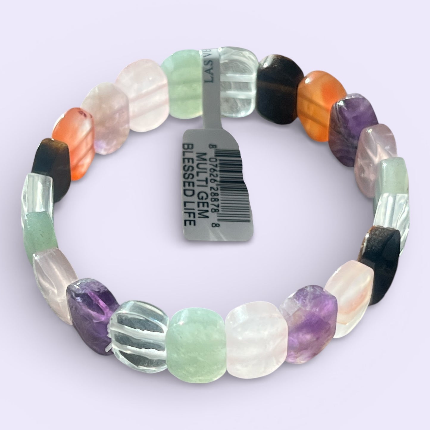 Multi Gemstone 14mm Beads Elastic Bracelet