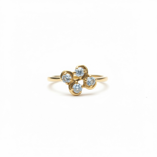 Blue Topaz Cluster Ring | Sterling Silver with Gold Overlay | Size 7