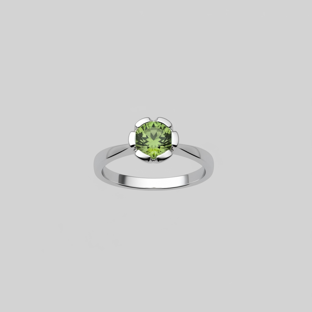 Faceted Peridot Solitaire Ring | Sterling Silver | Size 7