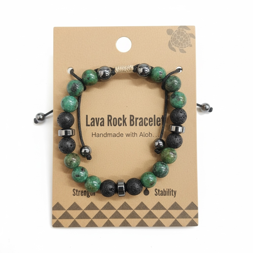 Gemstone Beaded Lava Bracelet