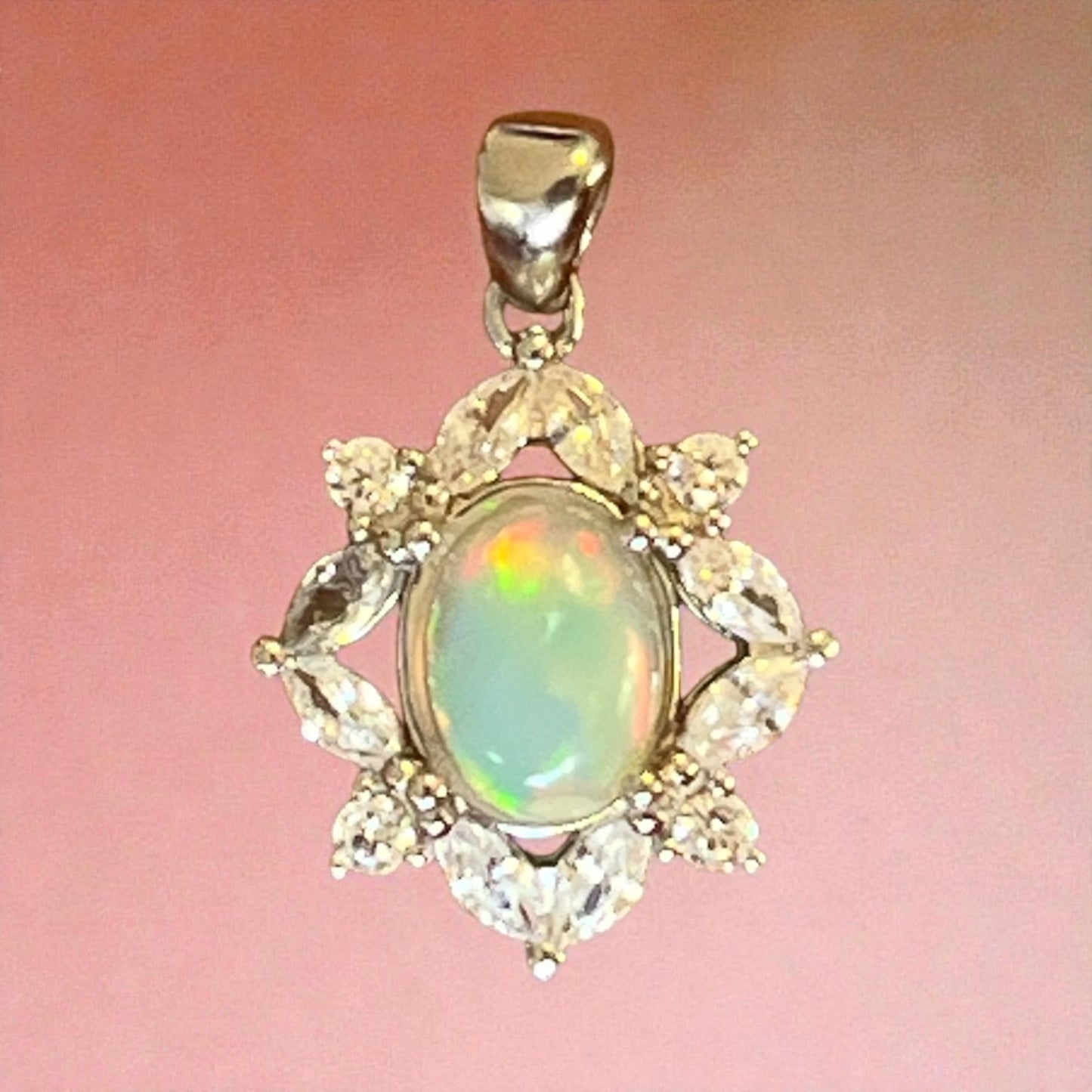 Ethiopian Opal Pendant, Sterling