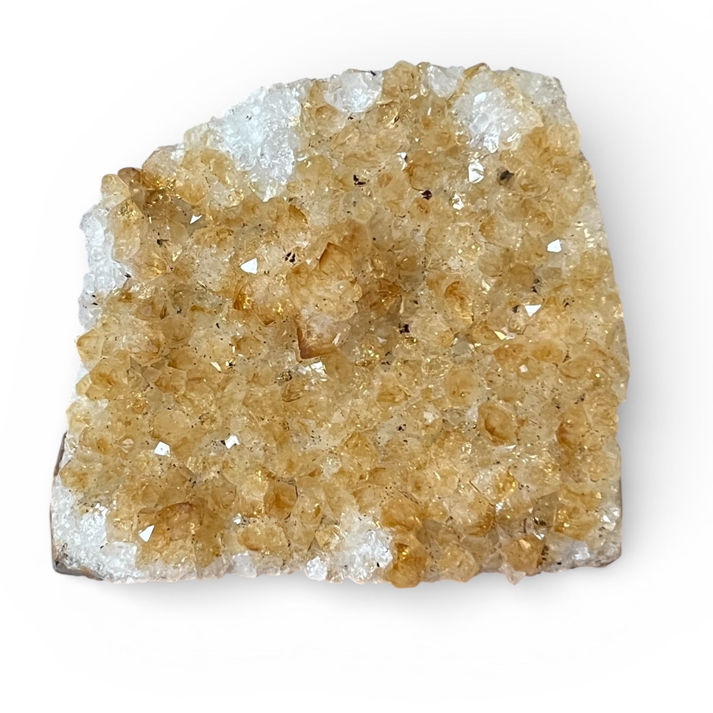 Standing Citrine Slice on Base | 4” Golden Energy Display