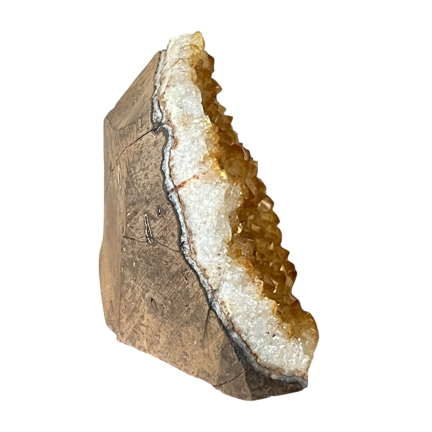 Standing Citrine Slice on Base | 4” Golden Energy Display