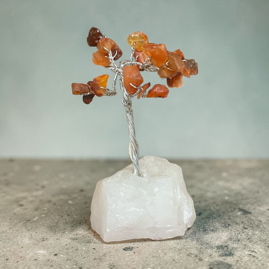Mini Gemstone Trees with Quartz Base | Assorted Crystal Decor (2.5–3”)