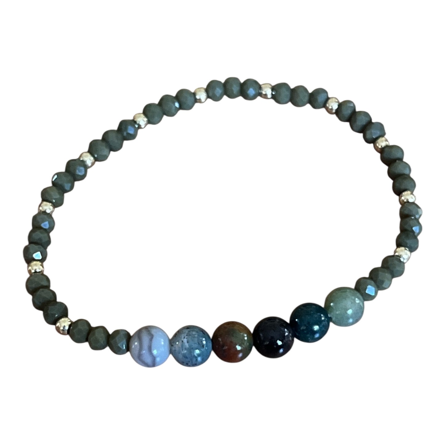 Natural Stone Bead Bracelets | Faceted 4mm & Polished 6mm Gemstones