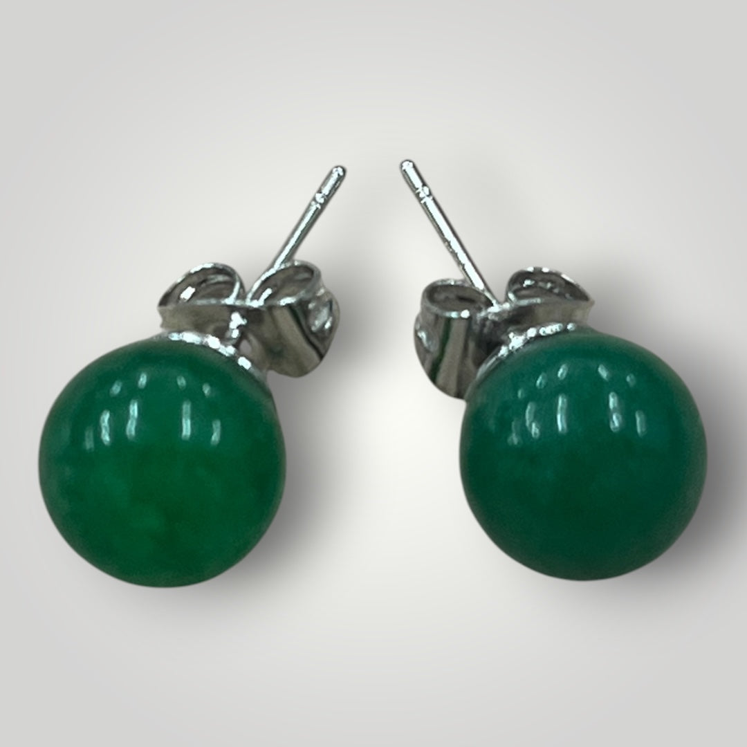 Copper Jade 8mm Ball Earrings