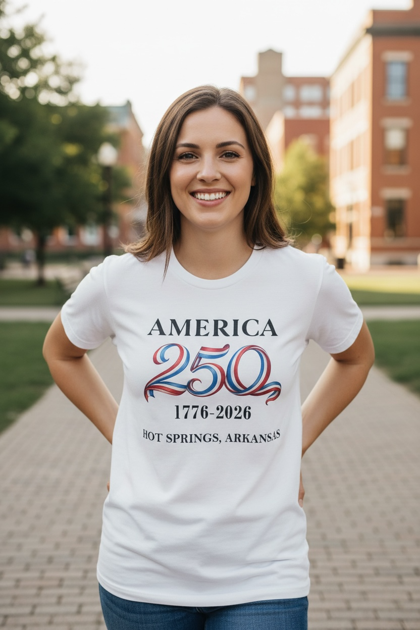 Patriotic Red White Blue 250 Anniversary T-Shirt Hot Springs