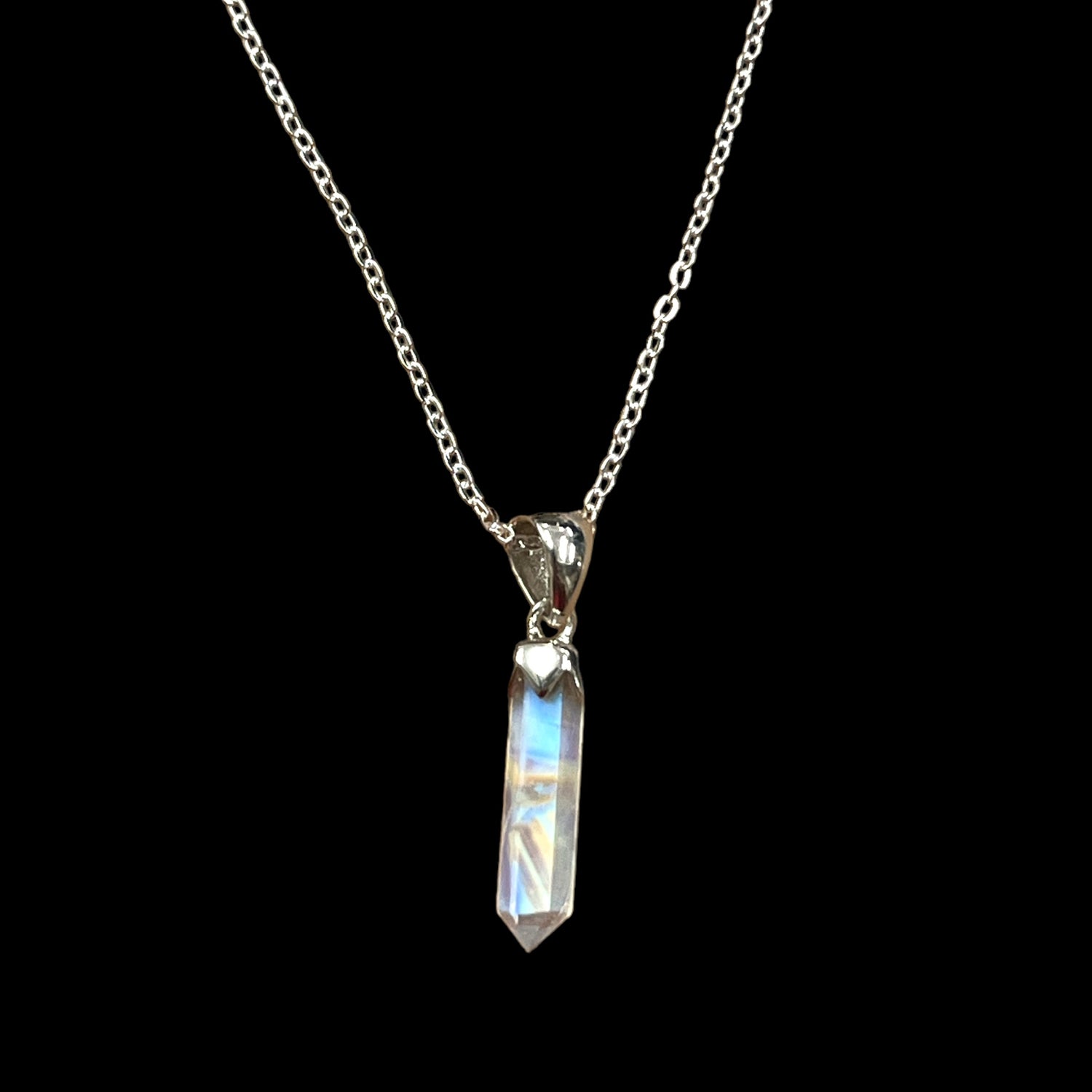 Rainbow Moonstone Point Pendant