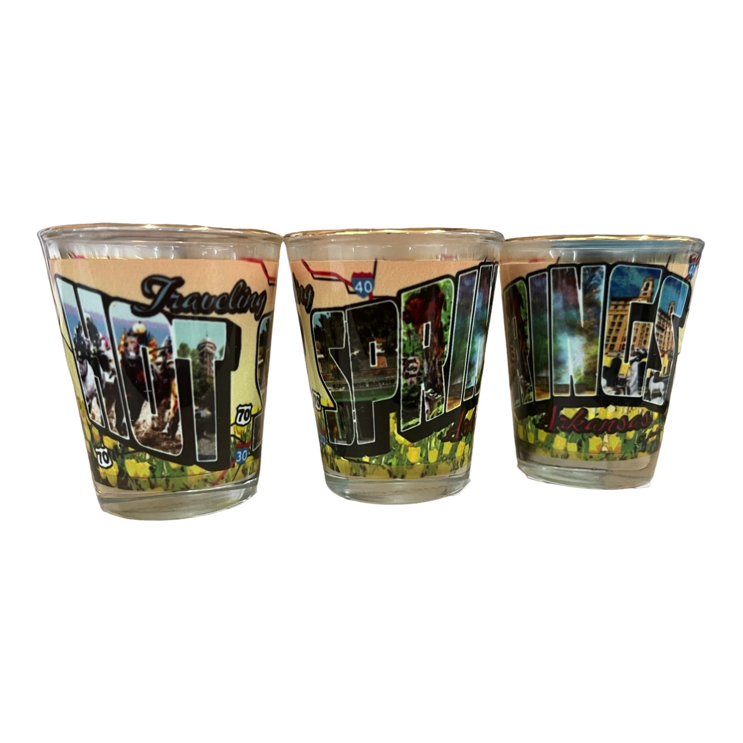 Hot Springs postcard shot glass