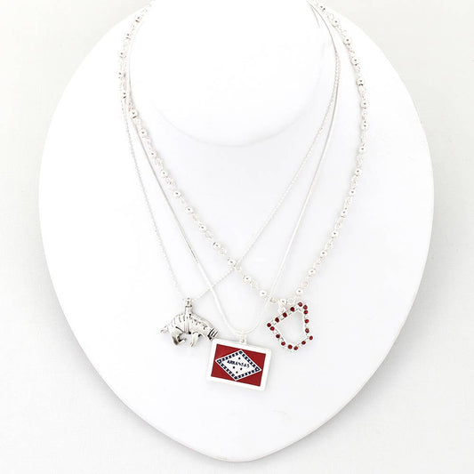 Seasons Arkansas State Trio Necklace