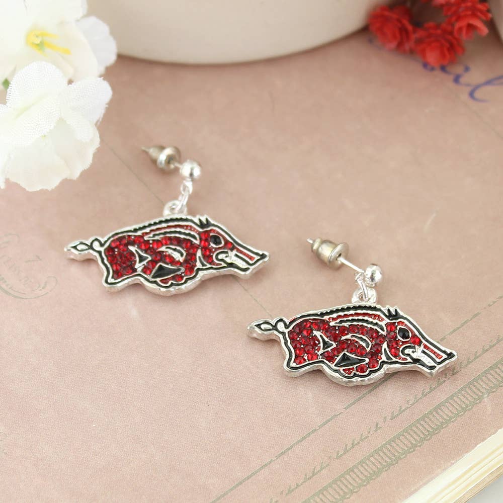 Razorback Crystal Logo Earring