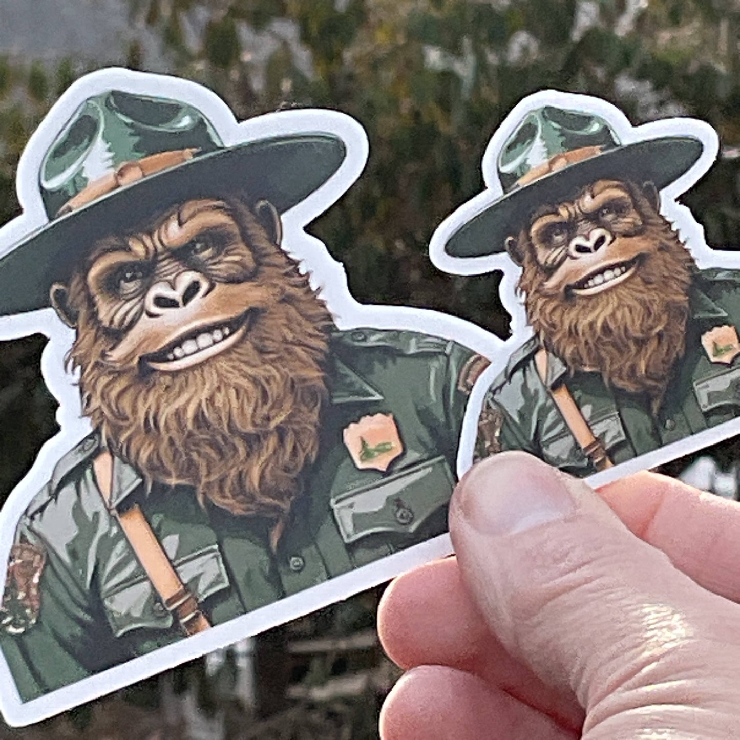 Happy Park Ranger Sasquatch or Bigfoot Vinyl 3" Sticker