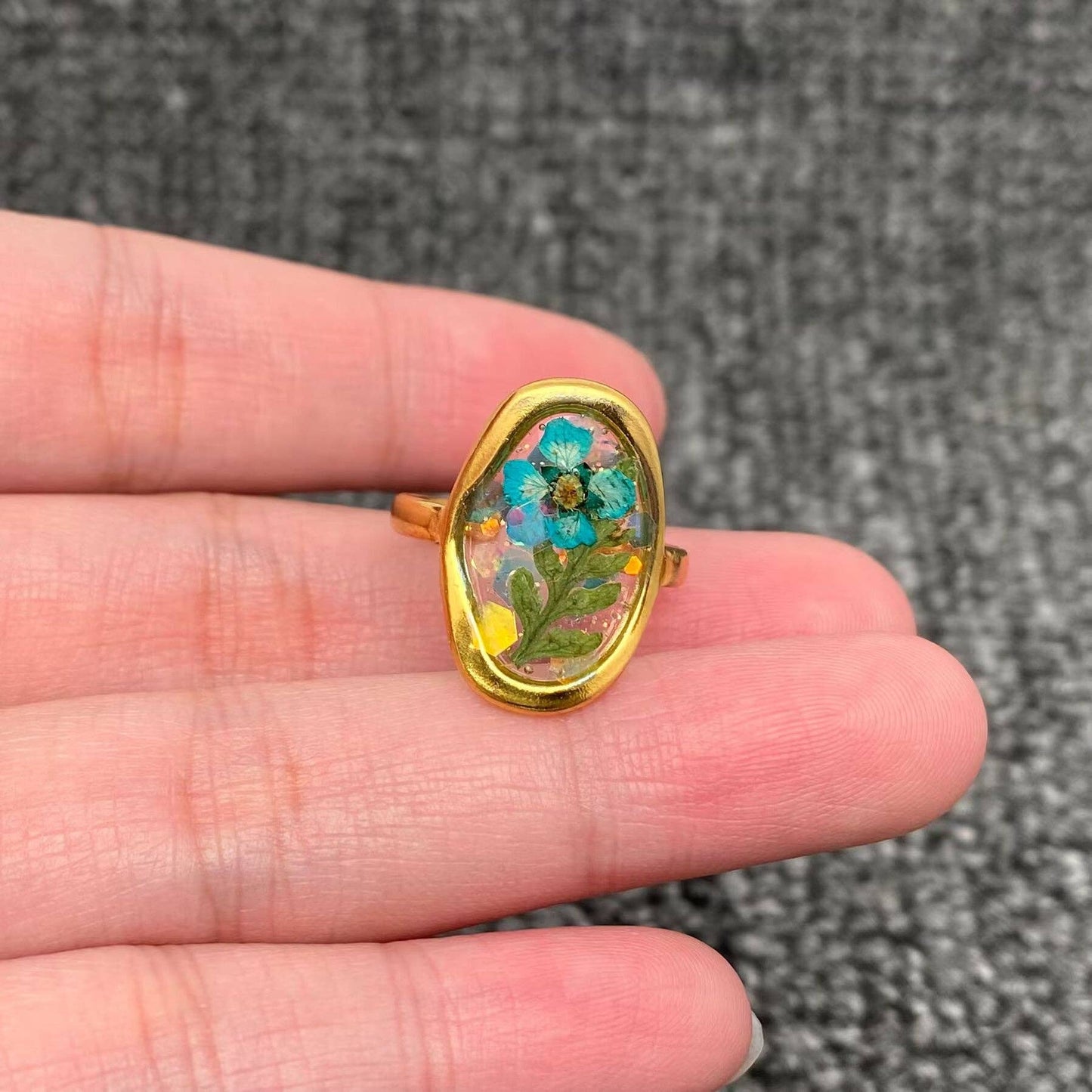 18K Gold Plated S.Steel Floral Adjustable Rings - PDF/FGS